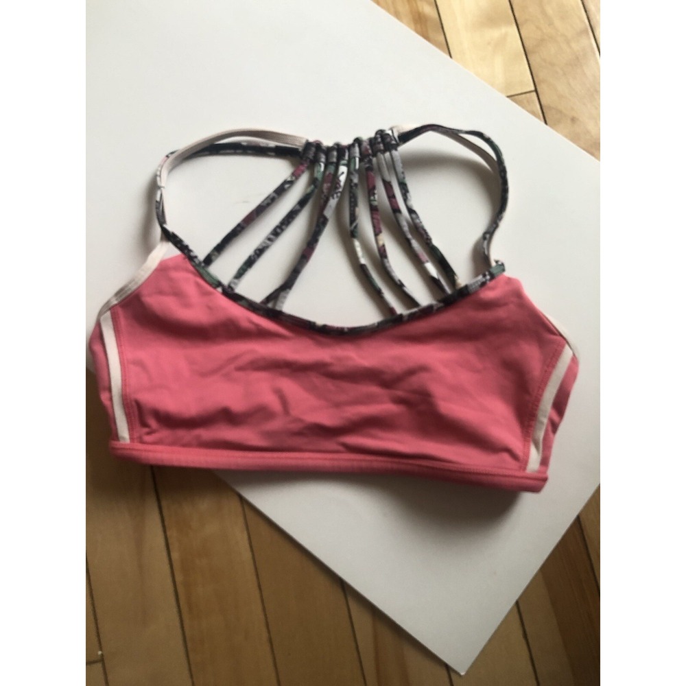 Lululemon Athletica Womens Lighten Up Sports Bra Strappy Back Pink Lemonade 6